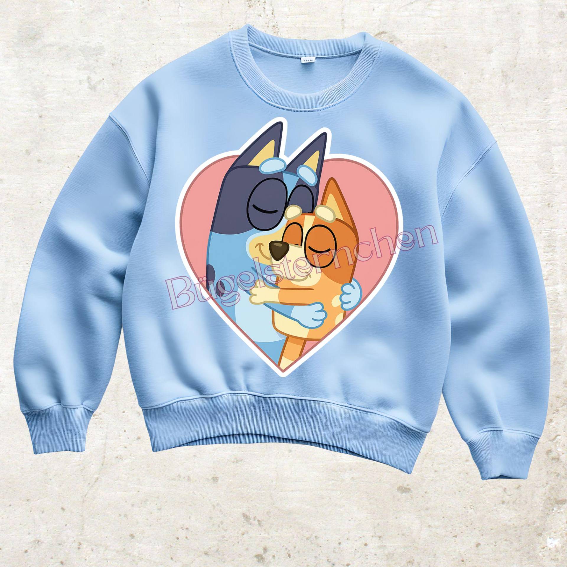 Bluey Und Bingo - Bügelbild Oder Aufkleber, Einfach & Schnell Aufgebracht, Comic, Hund, Im Herz, Liebe von Buegelsternchen