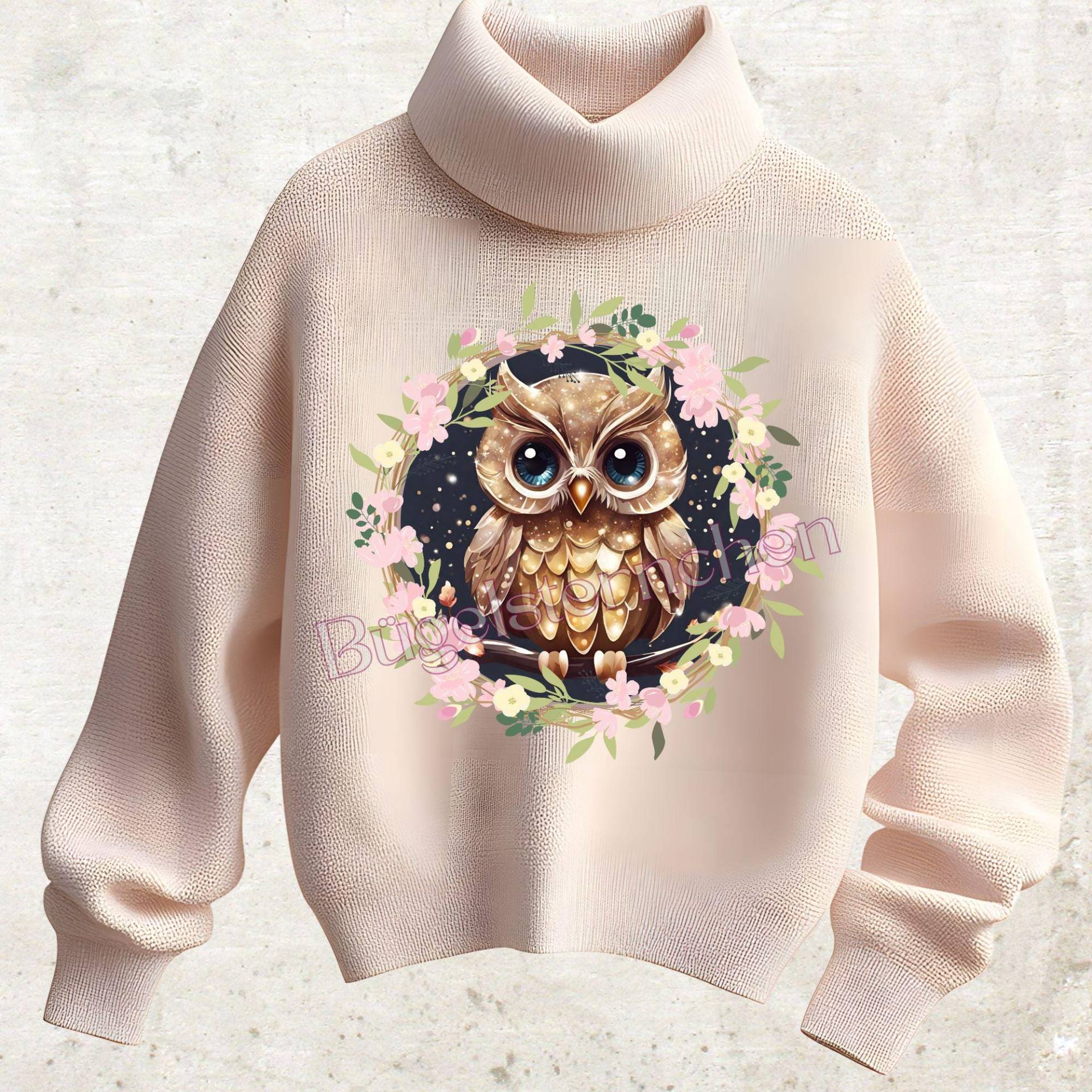 Blumenkranz Eule, Bügelbild Oder Rub On | Aufkleber , Einfach & Schnell Aufgebracht von Buegelsternchen