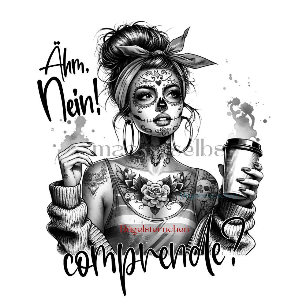 Bügelbild/ Rub On , Einfach & Schnell Aufgebracht, Spruch Frech, Inked Girl, Sugar Skull von Buegelsternchen