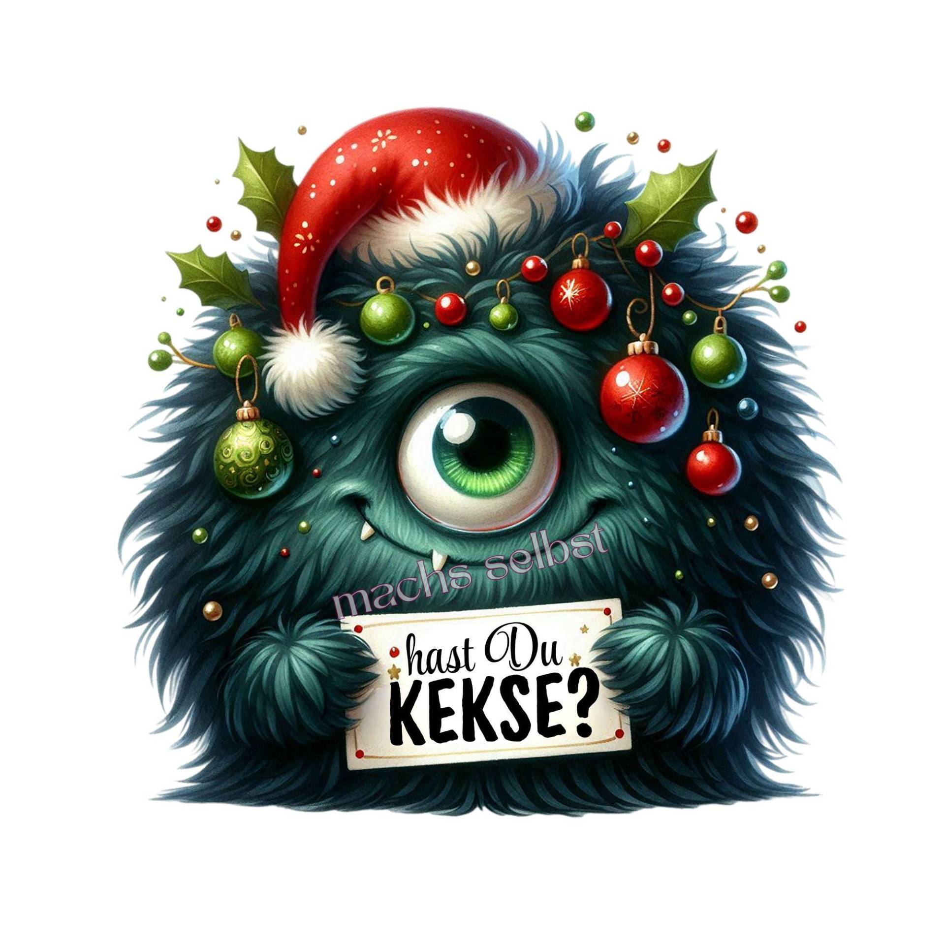 Bügelbild/Bügelmotiv , Einfach & Schnell Aufbügeln, Monster, Trend, Plätzchen, Weihnachten, Xmas, Nikolaus, Geschenk, Deutsch von Buegelsternchen
