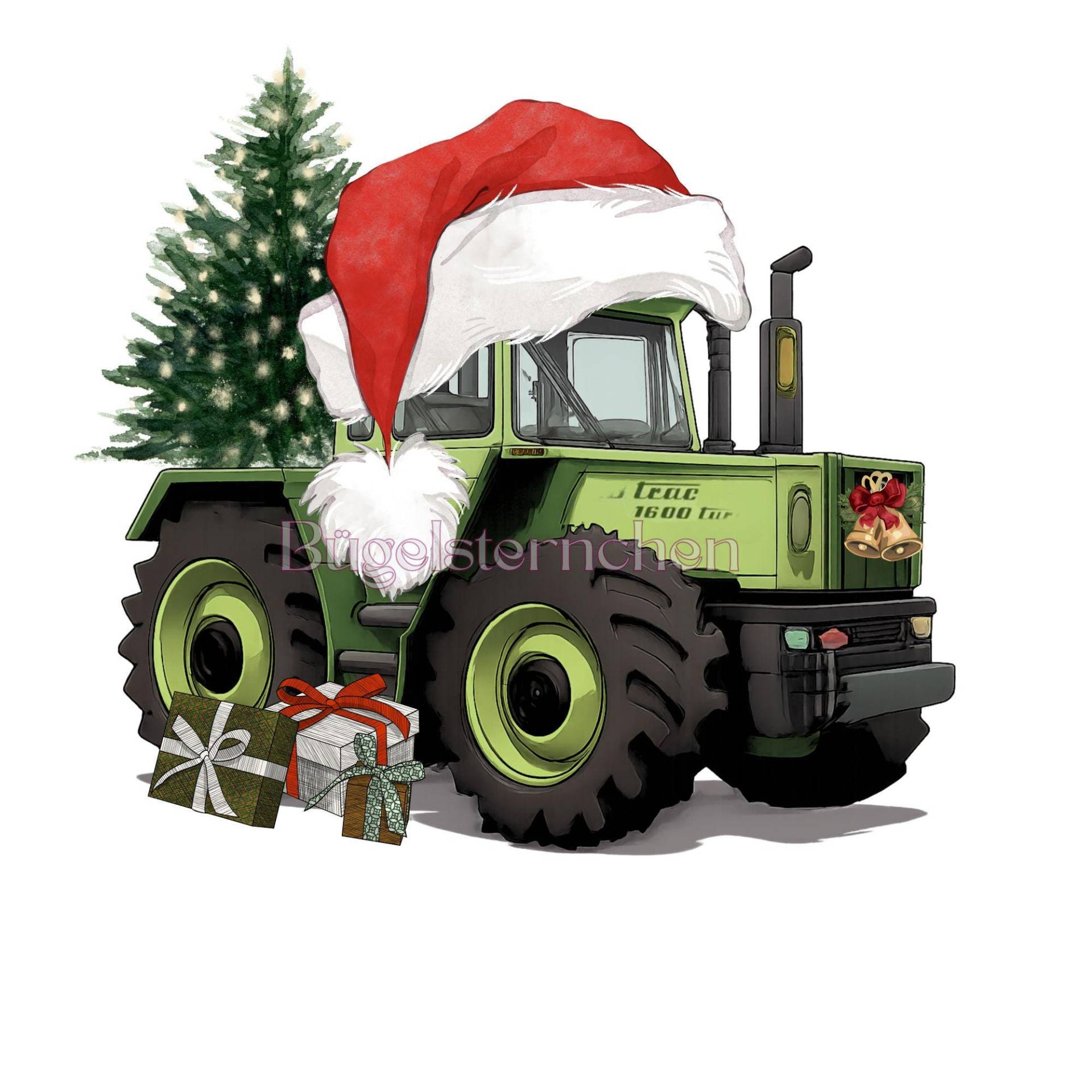 Bügelbild/Bügelmotiv, Rub On Auf Anfrage , Einfach & Schnell Aufgebügelt, Traktor, Mb Trac, Trekker, Grüne Felgen, Nikolaus, Weihnachten von Buegelsternchen