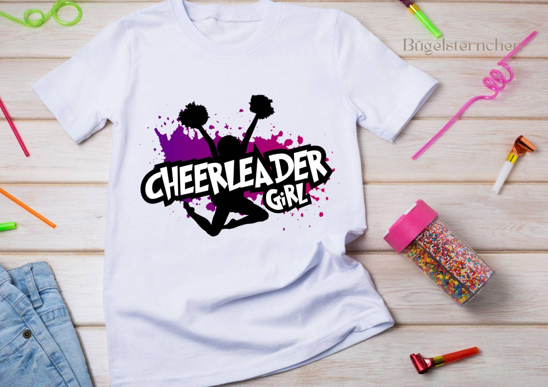 Cheerleader - Mädchen Tanzen Bügelbild/Aufbügler Einfach & Schnell Aufbügeln, Bunt, Splashes, Cool von Buegelsternchen