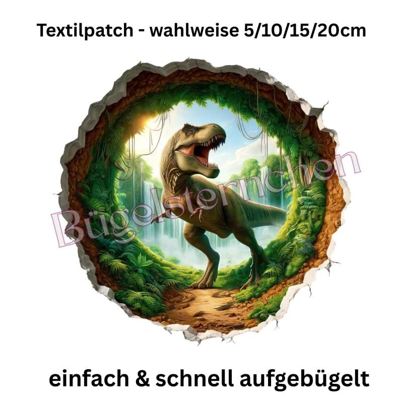 Dino Bügelbild, Einfach & Schnell Aufgebügelt, Dinosaurier, Wall, Wand, Durchbruch, Mega Cool von Buegelsternchen