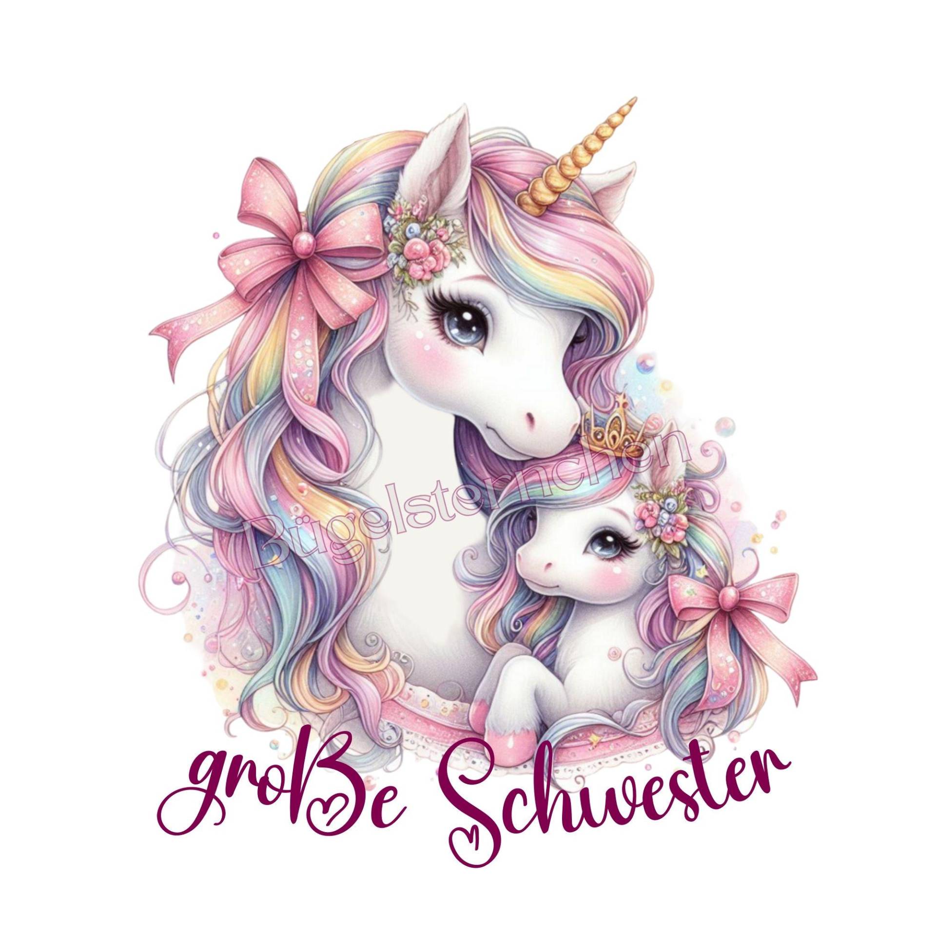 Einhorn - Große Schwester Bügelbild Transfermotiv Rub On Auf Anfrage Einfach & Schnell Aufgebügelt, Bügeln, Big Sister von Buegelsternchen