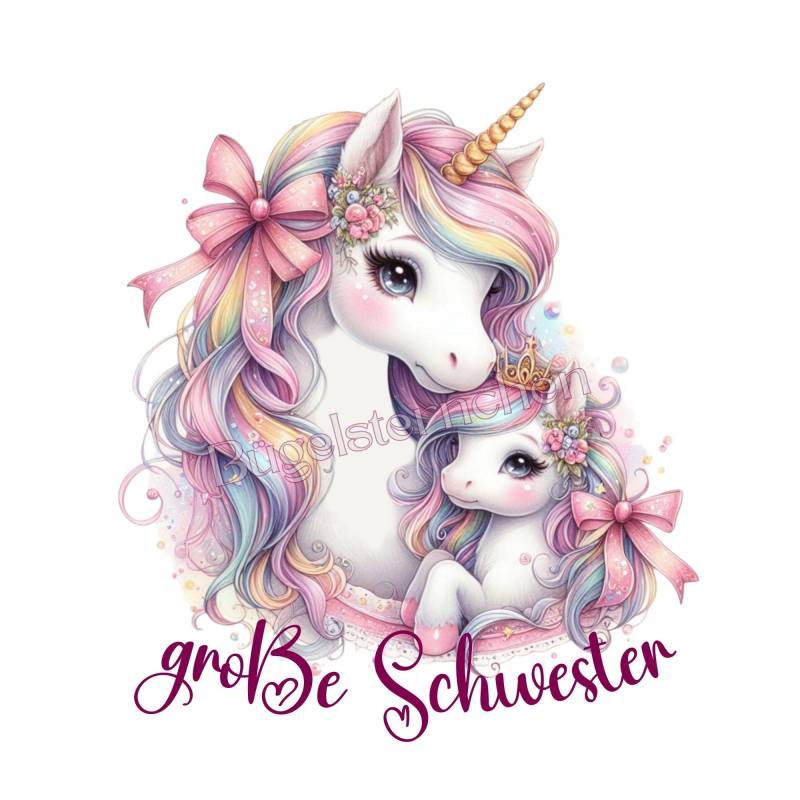Einhorn - Große Schwester Bügelbild Transfermotiv Rub On Auf Anfrage Einfach & Schnell Aufgebügelt, Bügeln, Big Sister von Buegelsternchen