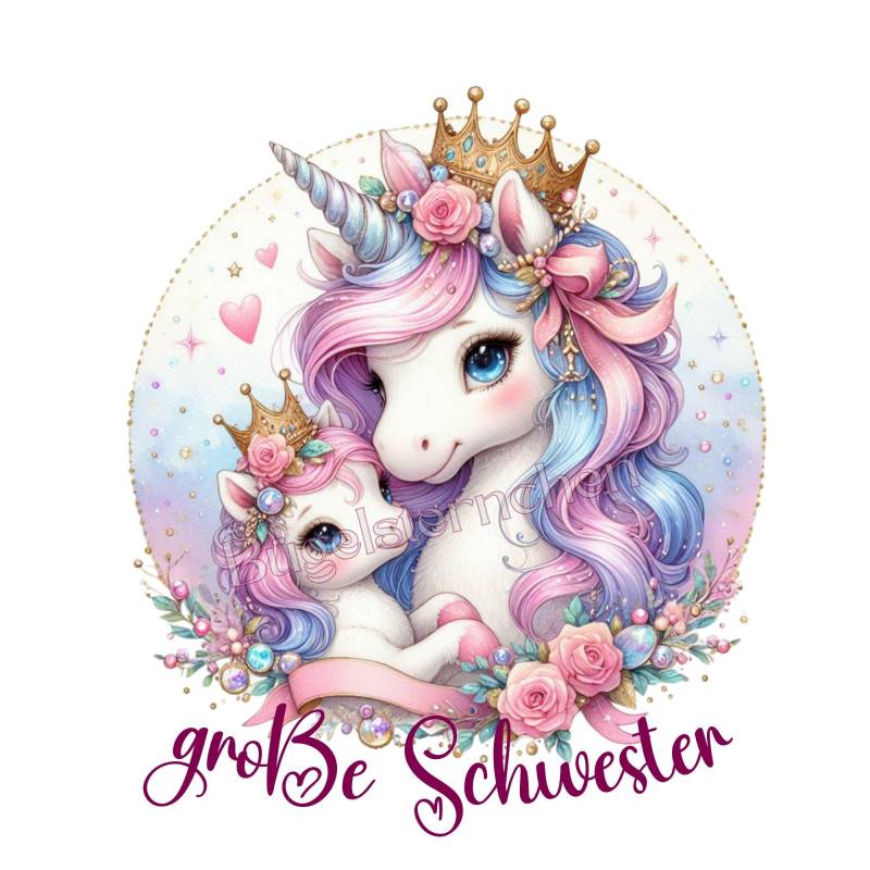 Einhorn - Große Schwester Bügelbild Oder Rub On | Aufkleber , Einfach & Schnell Aufgebracht, Big Sister von Buegelsternchen