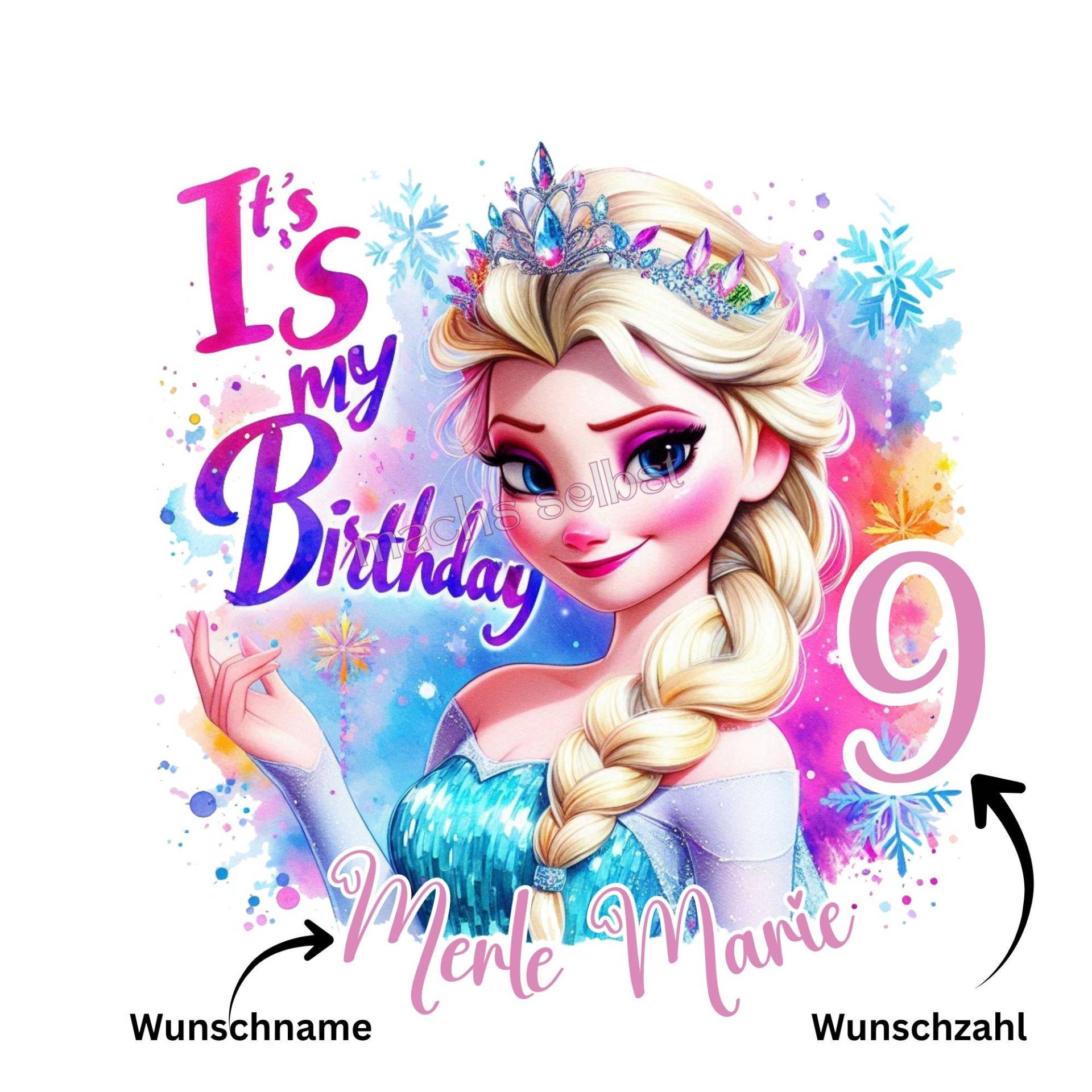 Elsa - Bügelbild, Geburtstag, Personalisiert Mit Wunschname Und Zahl Einfach & Schnell Aufgebügelt, Mega Cool, Frozen Ki von Buegelsternchen