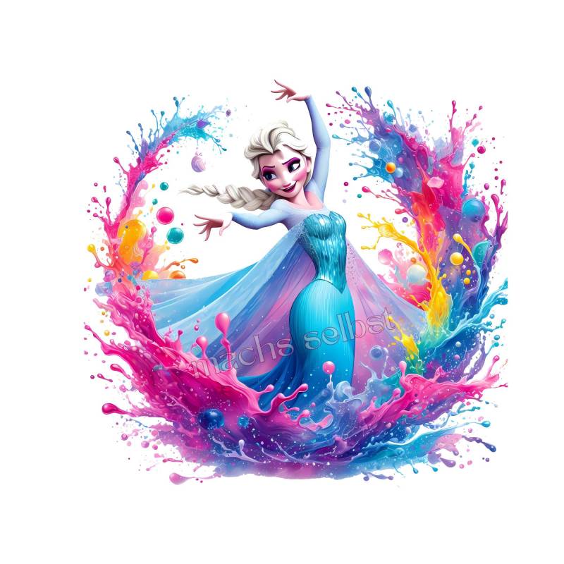Elsa - Bügelbild/Rub On , Einfach & Schnell Aufgebracht, Eiskönigin, Frozen, Anna, Splashes, Ki Kunst von Buegelsternchen