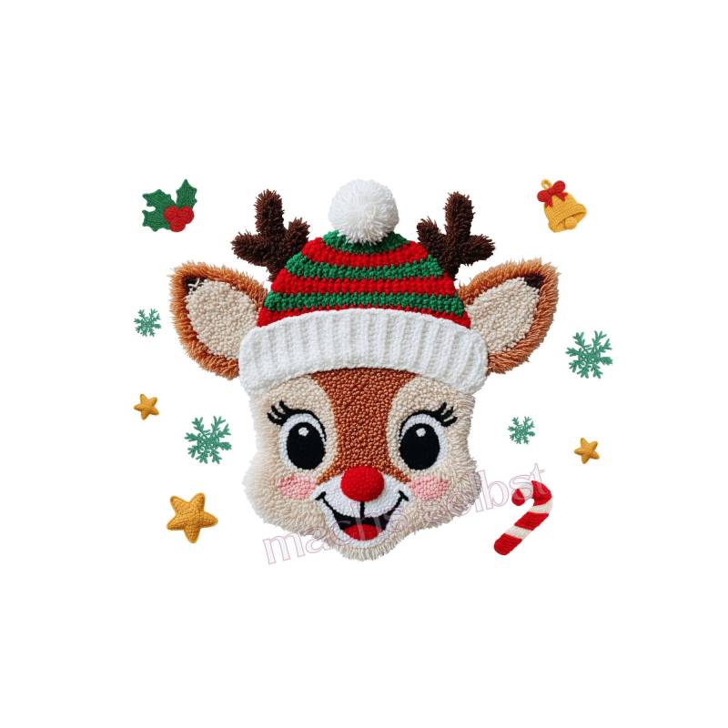 Flauschoptik Rentier - Bügelbild/Bügelmotiv Einfach & Schnell Aufgebügelt, X-Mas, Weihnachten, Merry Christmas, Putzig, Hirsch, Rudolph von Buegelsternchen