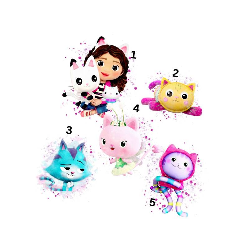 Gabbys Dollhouse - Puppenhaus Bügelbild, Bügelmotiv Einfach & Schnell Aufgebügelt, Bügeln, Ki Kunst, Katze, Geschenk von Buegelsternchen