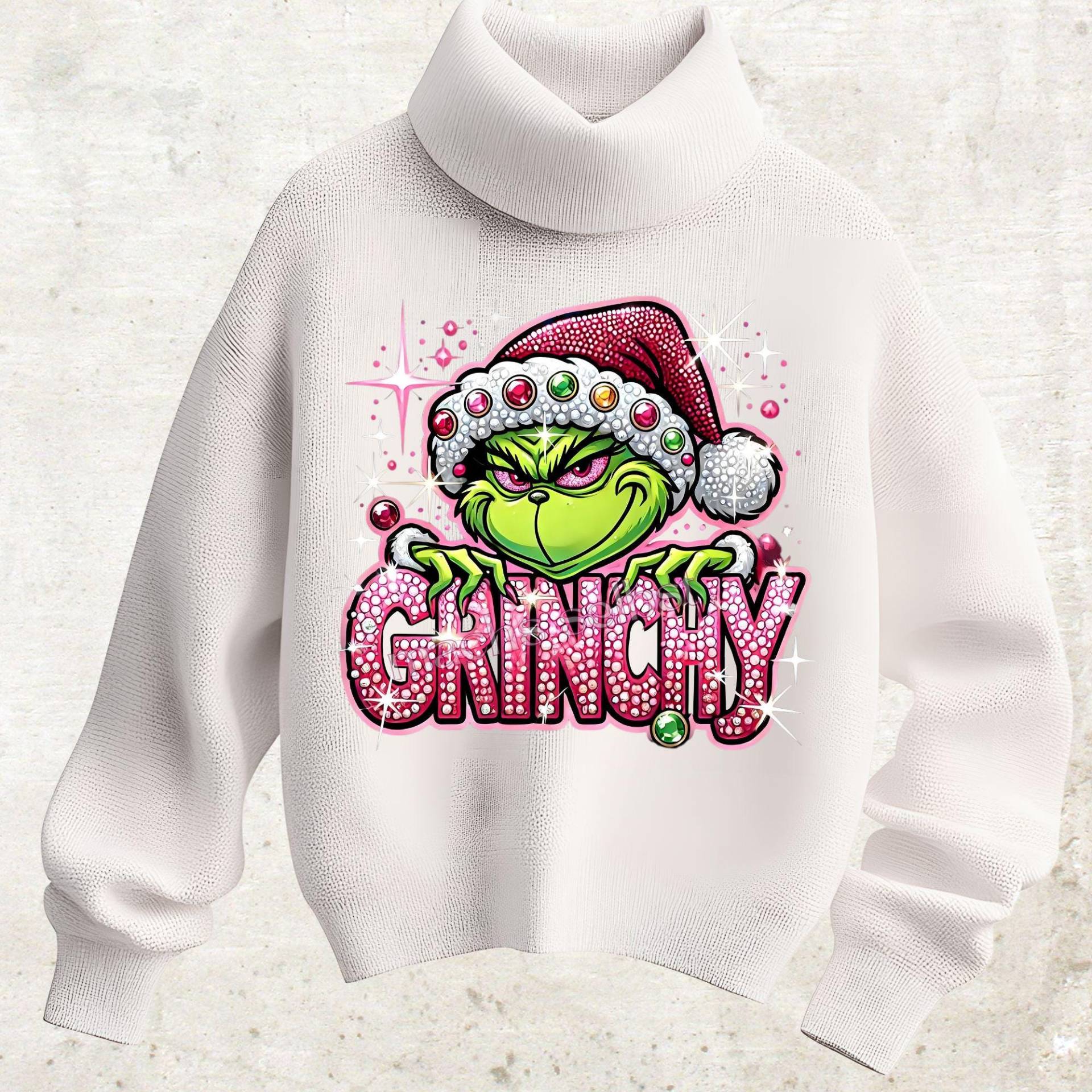 Grinch - Bügelbild/Bügelmotiv Einfach & Schnell Aufgebügelt, X-Mas, Weihnachten, Merry Christmas, Edelsteine Bügelsternchen von Buegelsternchen