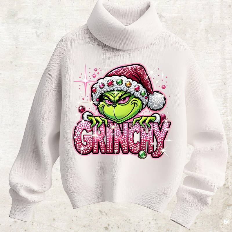 Grinch - Bügelbild/Bügelmotiv Einfach & Schnell Aufgebügelt, X-Mas, Weihnachten, Merry Christmas, Edelsteine Bügelsternchen von Buegelsternchen