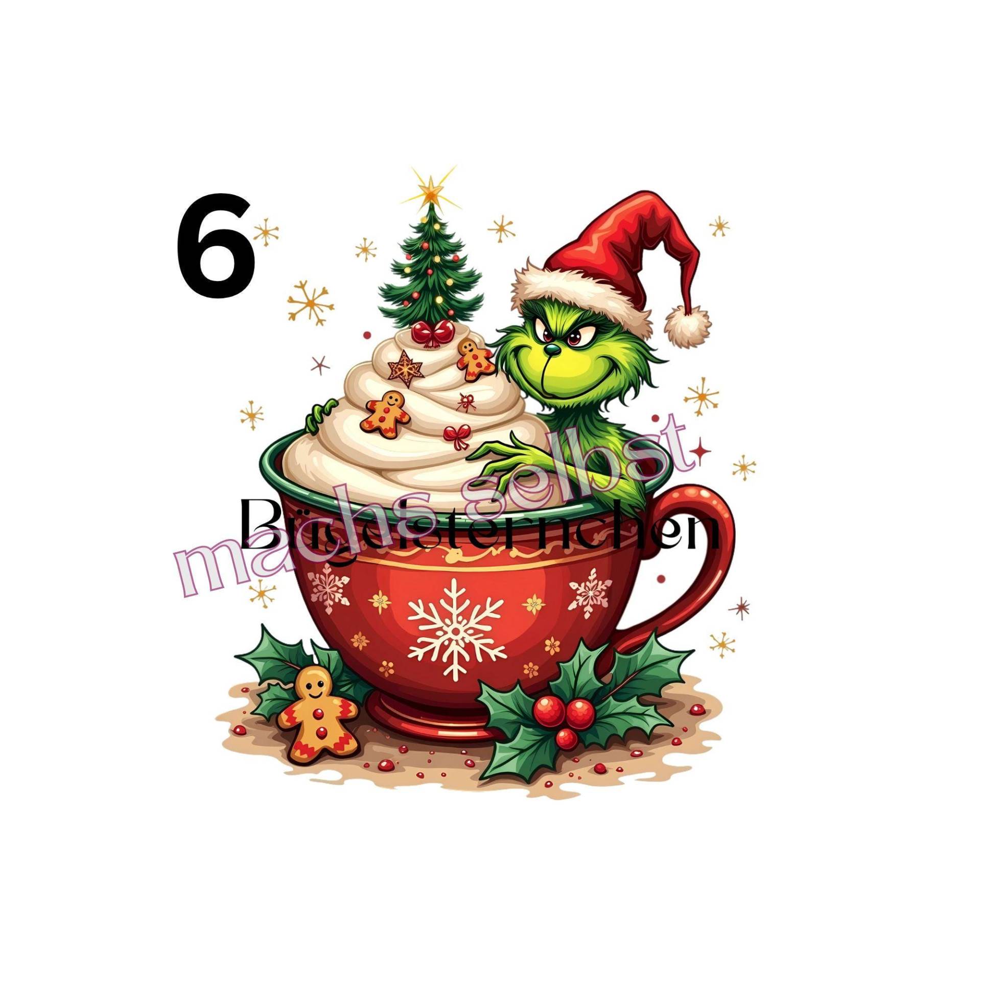 Grinch Kakao - Bügelbild/Bügelmotiv Einfach & Schnell Aufgebügelt, X-Mas, Weihnachten, Merry Christmas, Tasse Bügelsternchen von Buegelsternchen