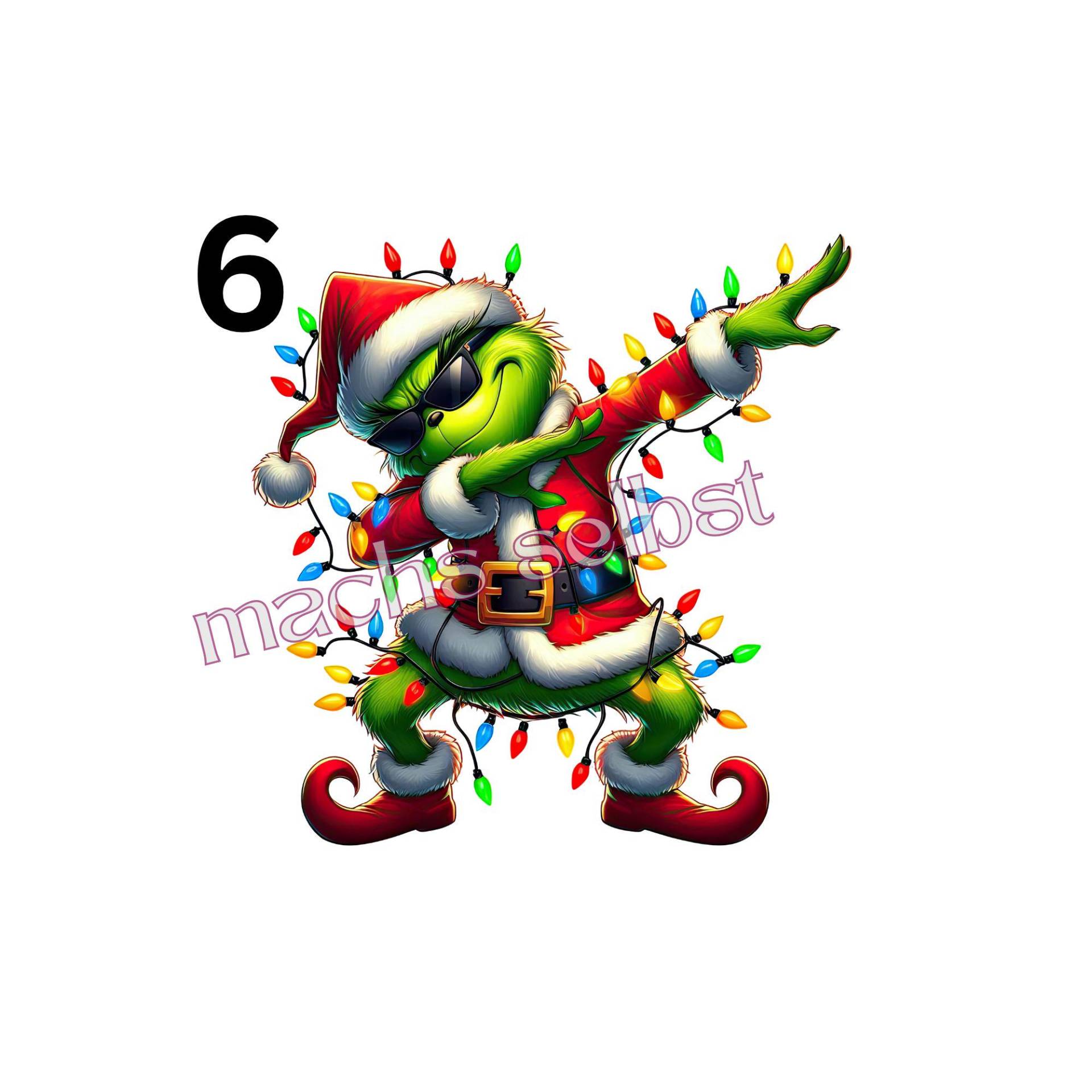 Grinch Lichterkette - Bügelbild/Bügelmotiv Einfach & Schnell Aufgebügelt, X-Mas, Weihnachten, Merry Christmas, Bügelsternchen von Buegelsternchen