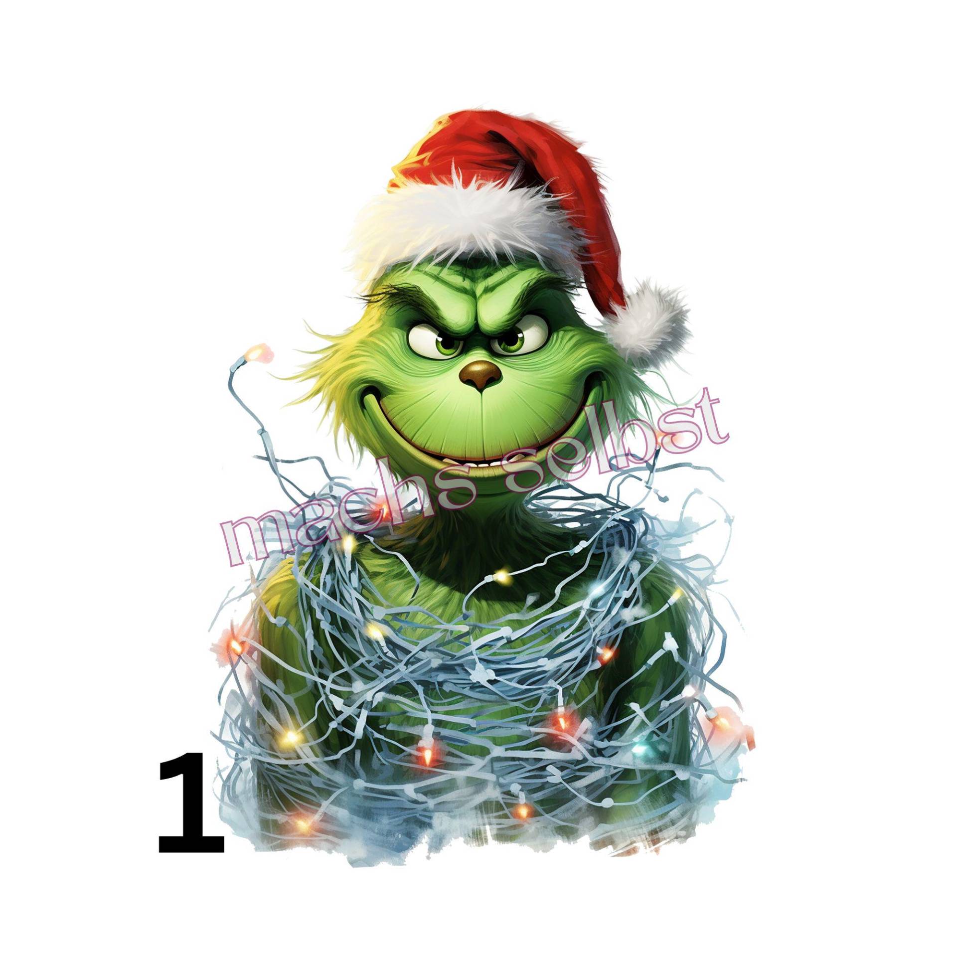 Grinch Lichterkette - Bügelbild/Bügelmotiv Einfach & Schnell Aufgebügelt, X-Mas, Weihnachten, Merry Christmas, Bügelsternchen von Buegelsternchen