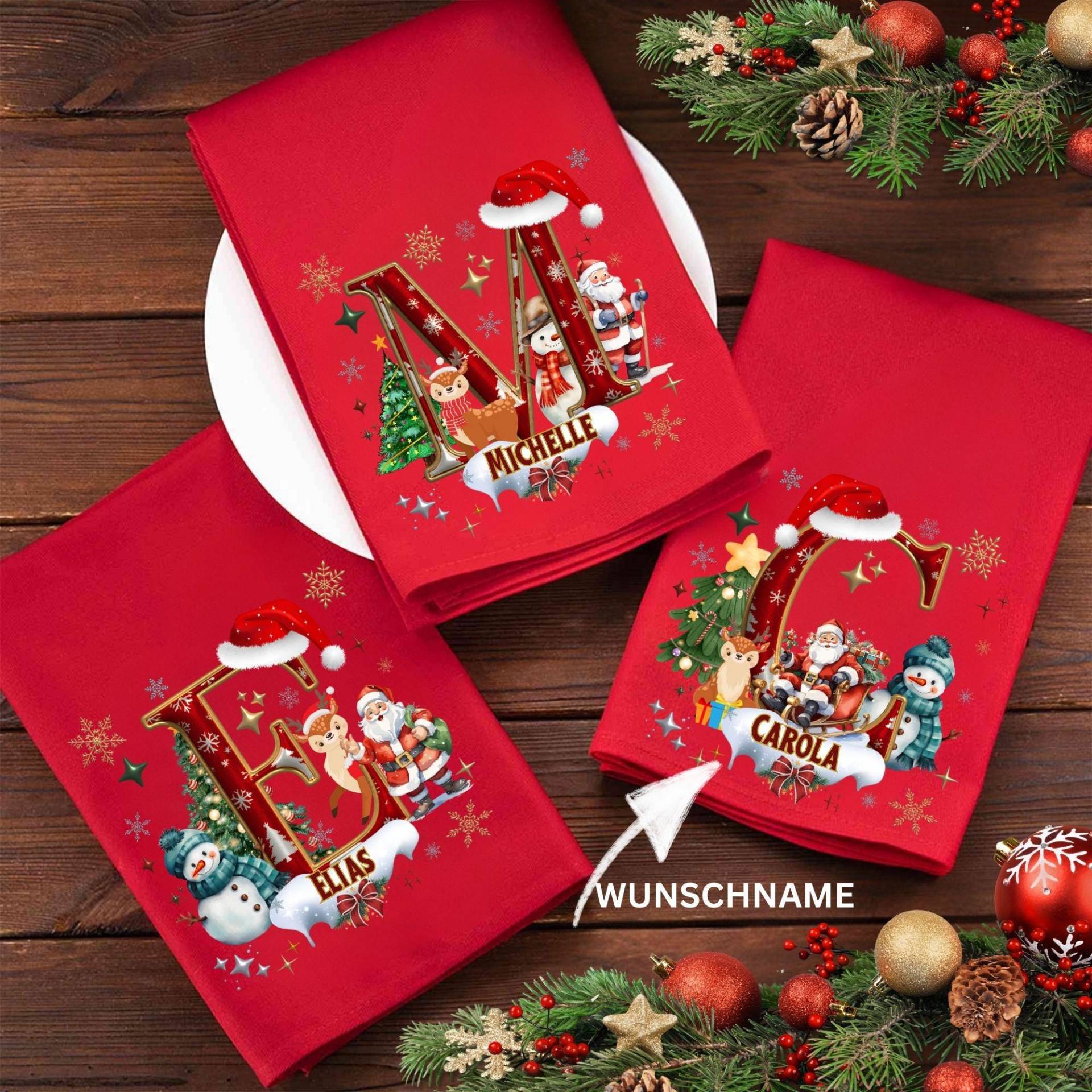 Monogramm Personalisiert - Bügelbild/Bügelmotiv Einfach & Schnell Aufgebügelt, X-Mas, Weihnachten, Servietten, Pullover, Shirts von Buegelsternchen