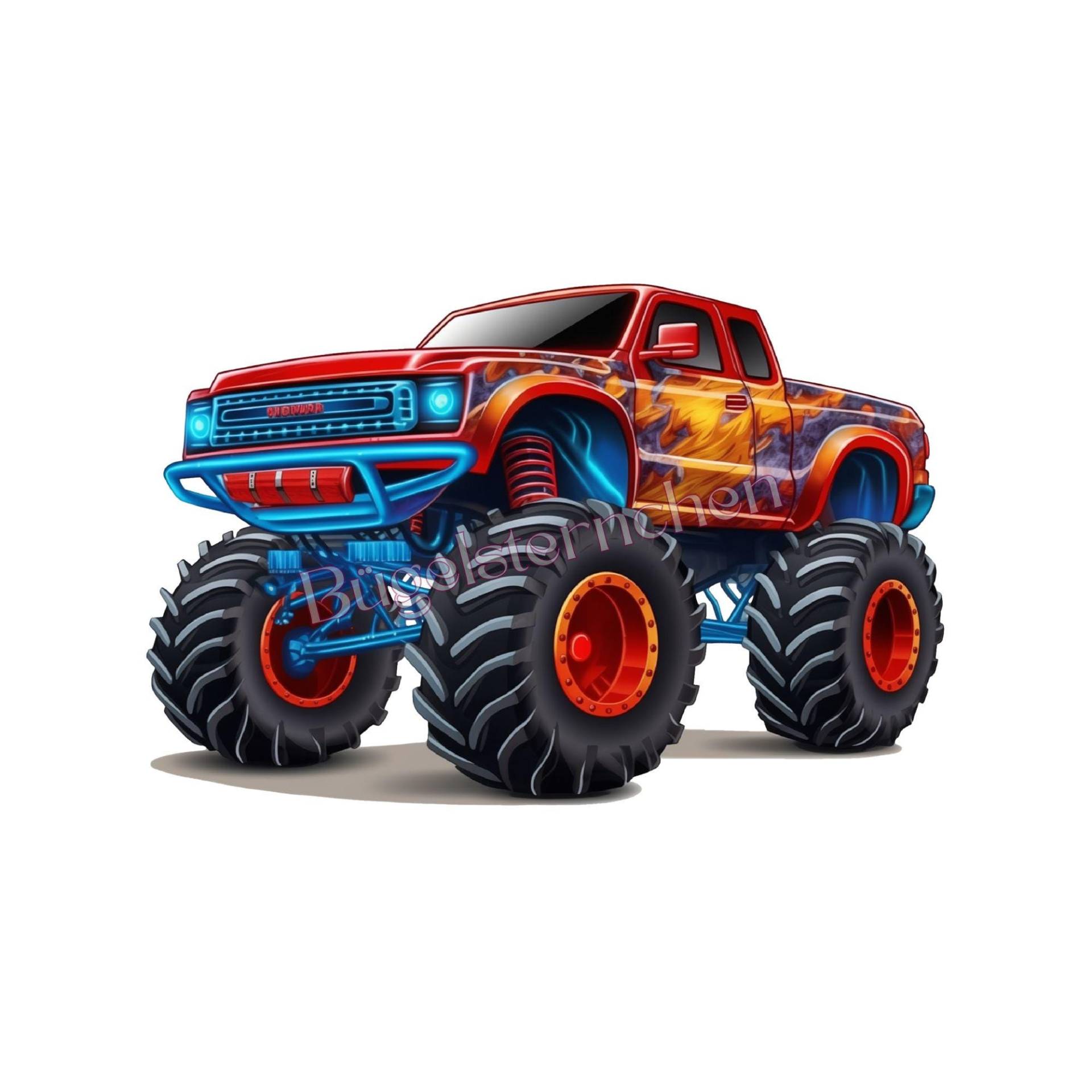 Monstertruck Rot , Bügelbild Oder Rub On | Aufkleber Einfach & Schnell Aufgebracht, Splashes von Buegelsternchen