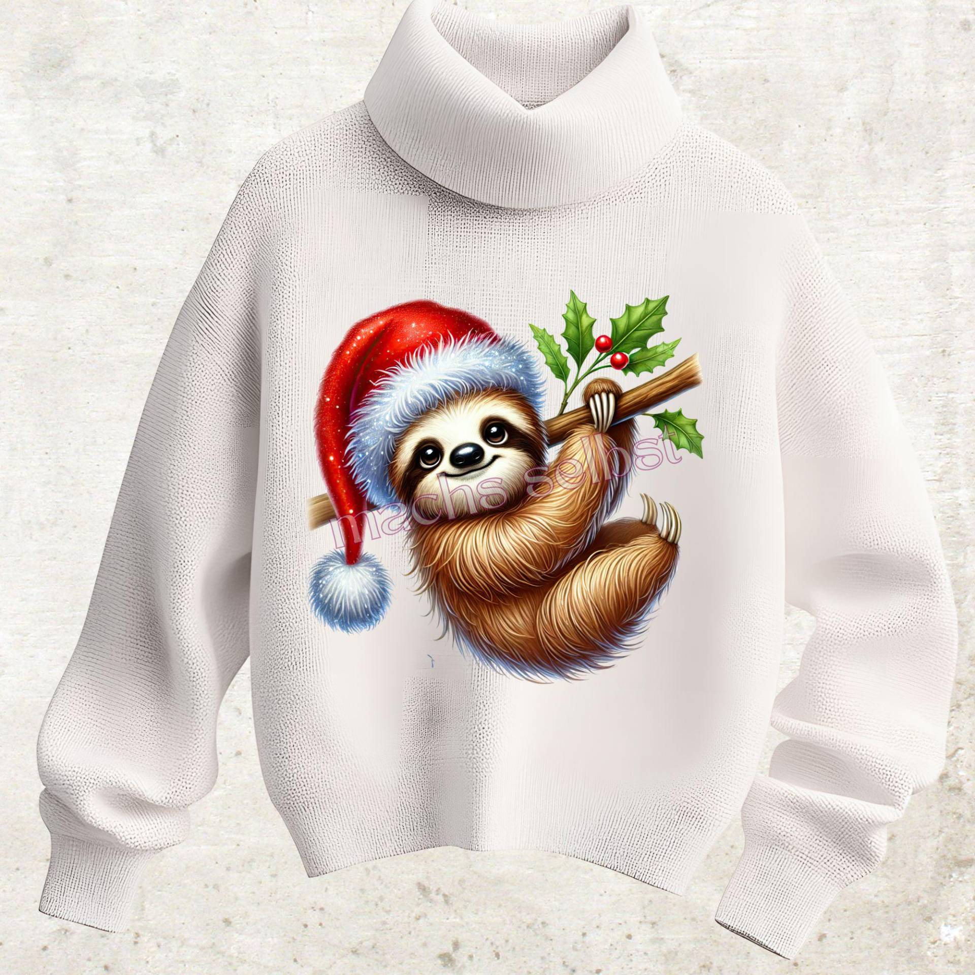 Nikolaus Faultier - Bügelbild/Bügelmotiv Einfach & Schnell Aufgebügelt, X-Mas, Weihnachten, Bügelsternchen Santa von Buegelsternchen