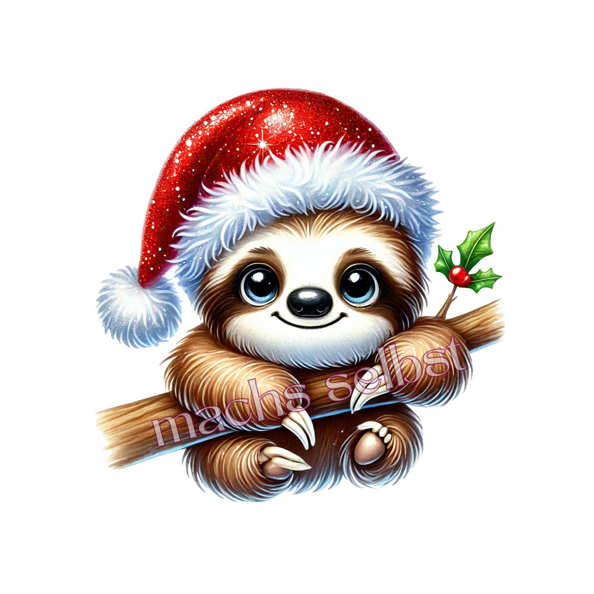 Nikolaus Faultier - Bügelbild/Bügelmotiv Einfach & Schnell Aufgebügelt, X-Mas, Weihnachten, Bügelsternchen Santa von Buegelsternchen