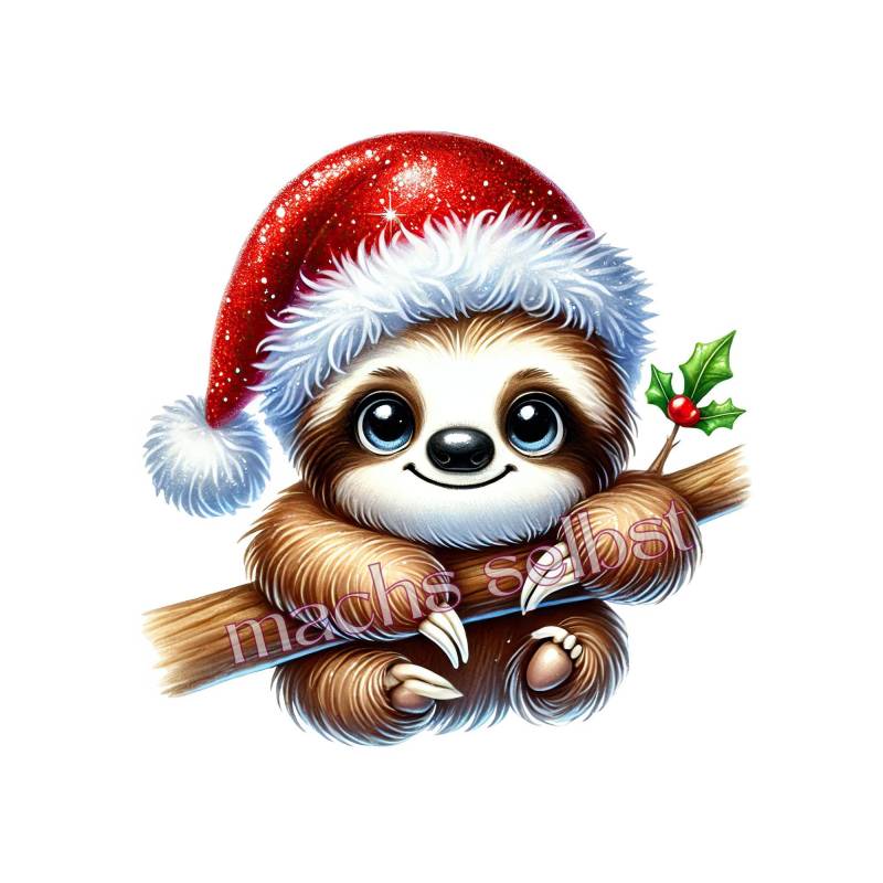 Nikolaus Faultier - Bügelbild/Bügelmotiv Einfach & Schnell Aufgebügelt, X-Mas, Weihnachten, Bügelsternchen Santa von Buegelsternchen