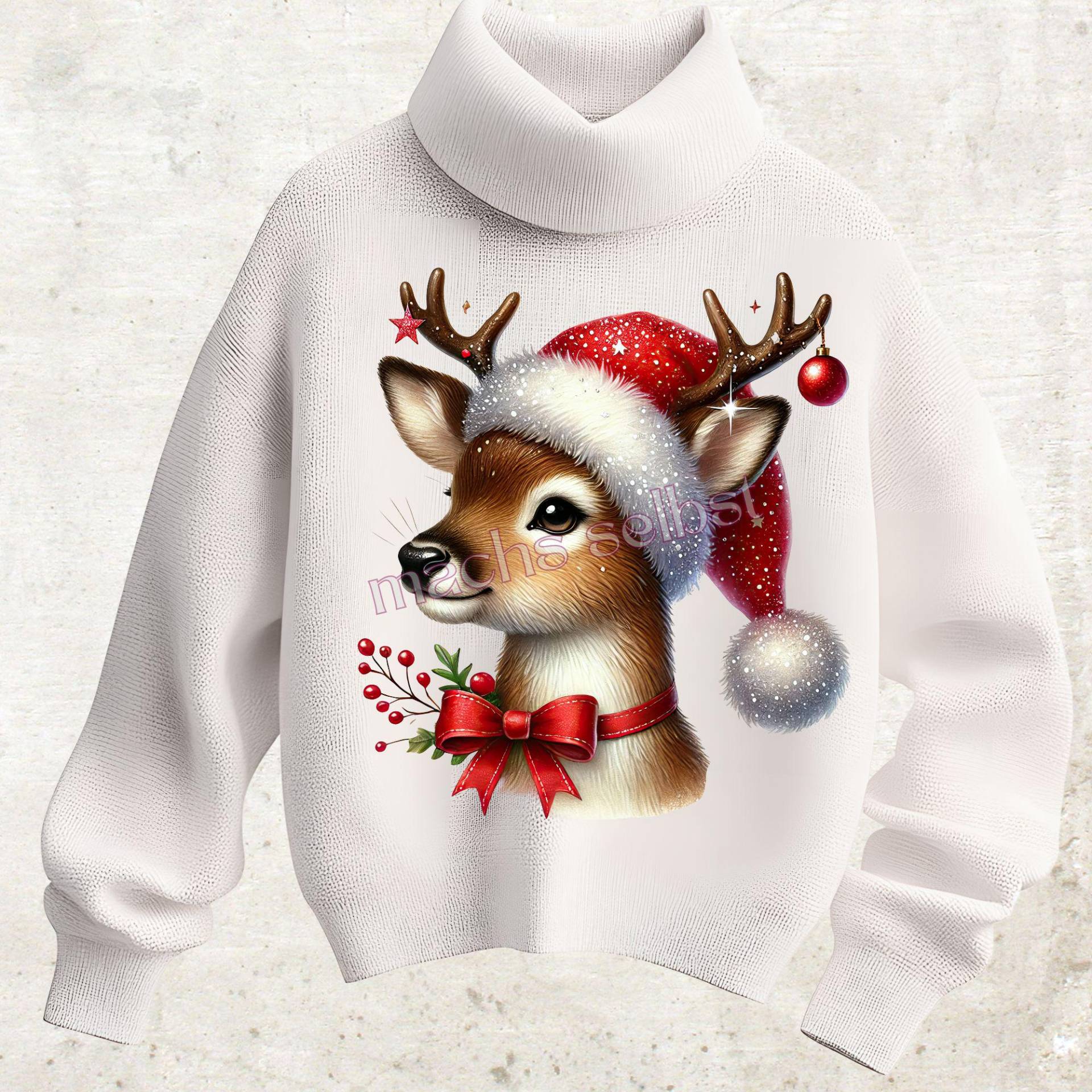 Nikolaus Hirsch - Bügelbild/Bügelmotiv Einfach & Schnell Aufgebügelt, X-Mas, Weihnachten, Bügelsternchen Kitz von Buegelsternchen