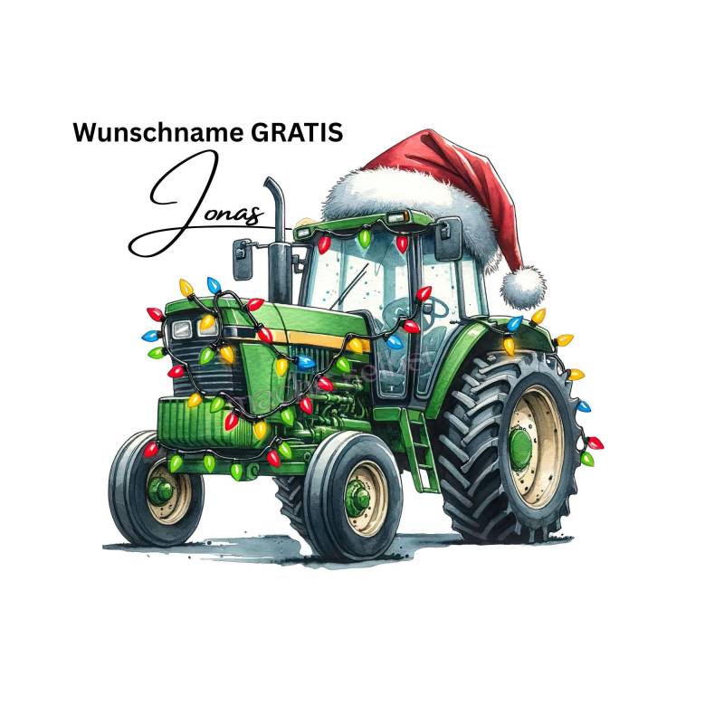 Personalisiert Traktor - Weihnachtstraktor Bügelbild, Einfach & Schnell Aufgebügelt, X-Mas, Weihnachten, Nikolaus, Trekker, Landwirtschaft von Buegelsternchen