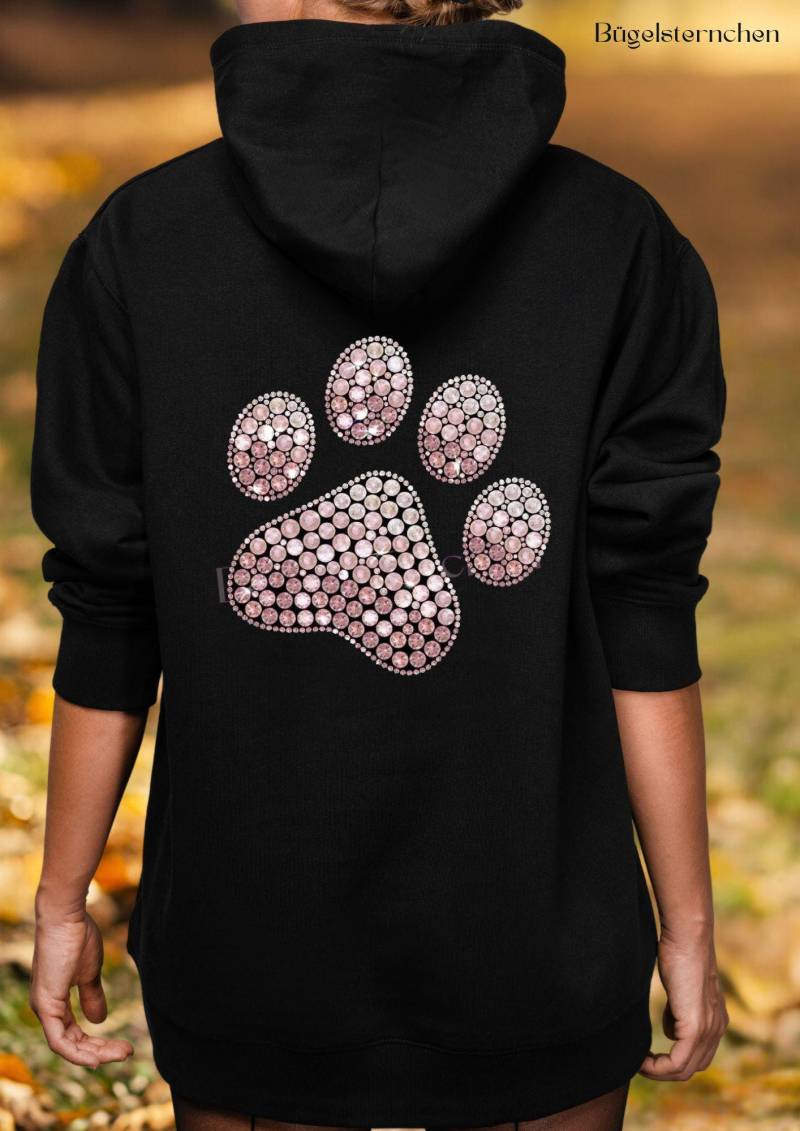 Pfote Rosa - Bügelbild/Bügelmotiv Einfach & Schnell Aufgebügelt, Hundepfote, Hund, Edel, Strass Optik, Steine, Edelsteine von Buegelsternchen
