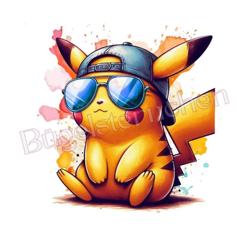 Pikachu - Bügelbild/Rub On , Einfach & Schnell Aufgebracht, Aloha, Super Cute, Pikatschu, Splashes von Buegelsternchen