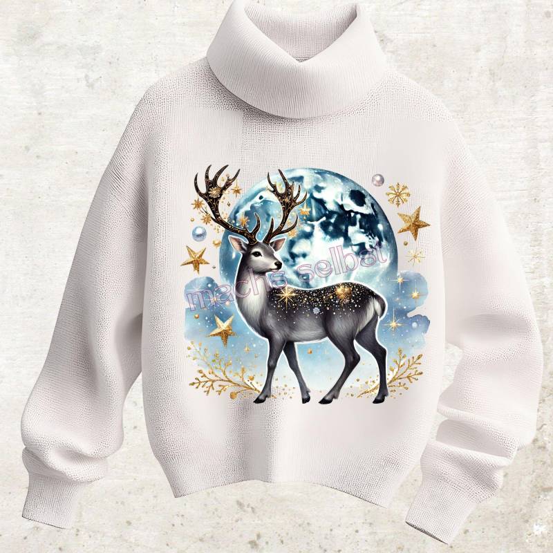 Rentier Bügelbild/Bügelmotiv Einfach & Schnell Aufgebügelt, Hirsch, Rudolph, X-Mas, Weihnachten, Weihnachtsbaum, Geschenk, Bügelsternchen von Buegelsternchen