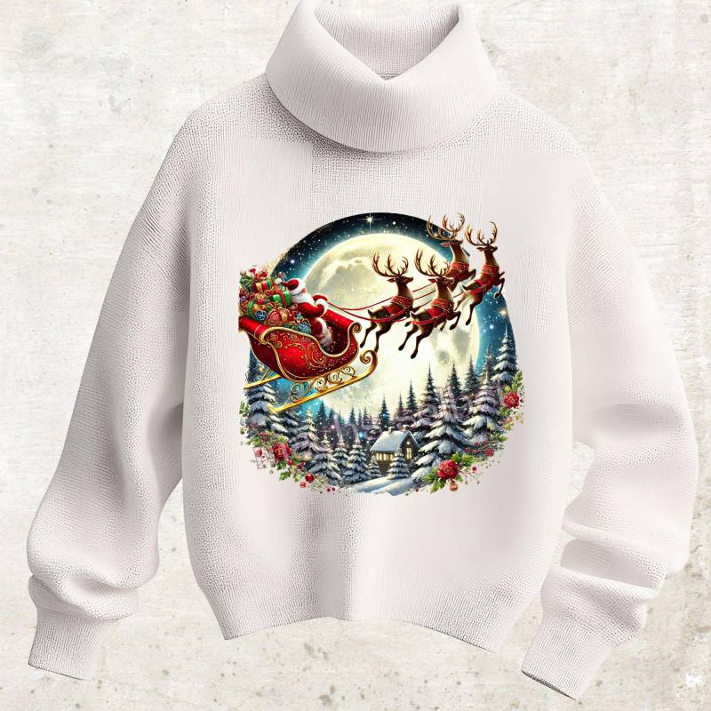 Santa Im Schlitten - Bügelbild/Bügelmotiv Einfach & Schnell Aufgebügelt, X-Mas, Weihnachten, Bügelsternchen Hirsch von Buegelsternchen