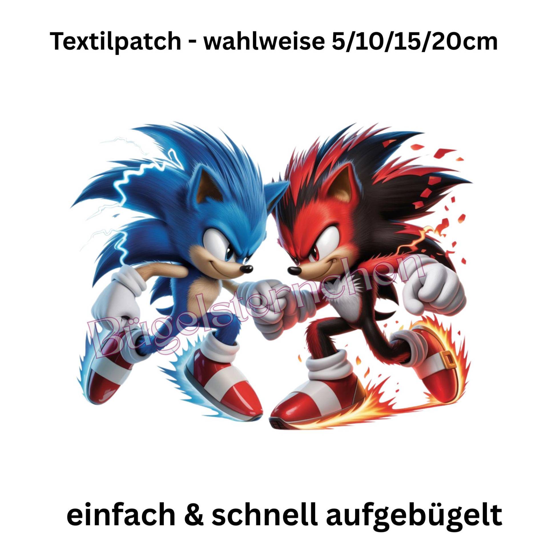 Sonic - Bügelbild, Einfach & Schnell Aufgebügelt, Gamer, Bunt, Spielen, Zocken, Trendy Aufbügler Bügel Patches von Buegelsternchen