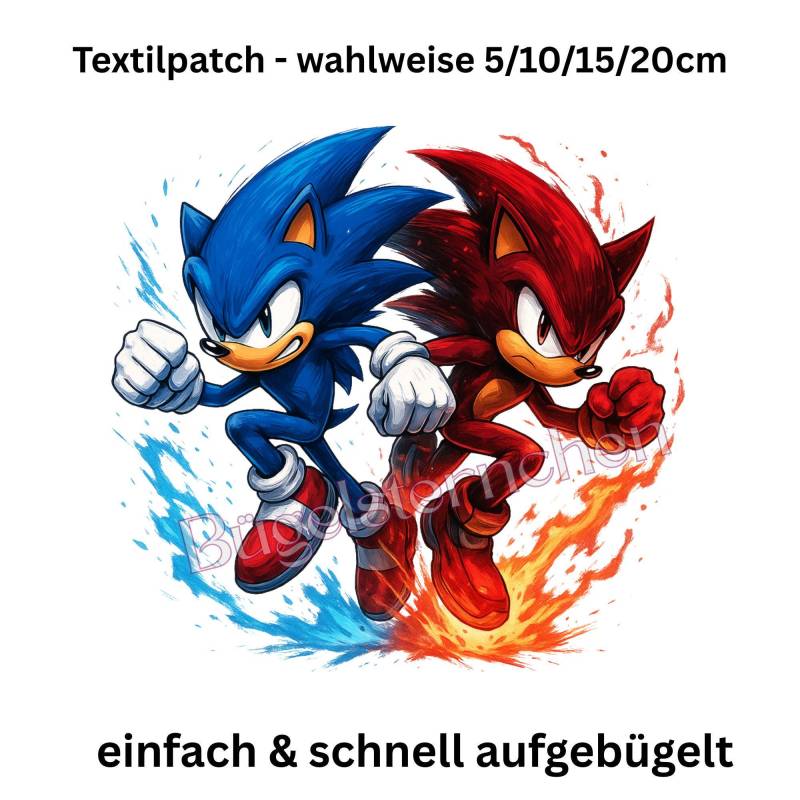 Sonic - Bügelbild, Einfach & Schnell Aufgebügelt, Gamer, Bunt, Spielen, Zocken, Trendy von Buegelsternchen
