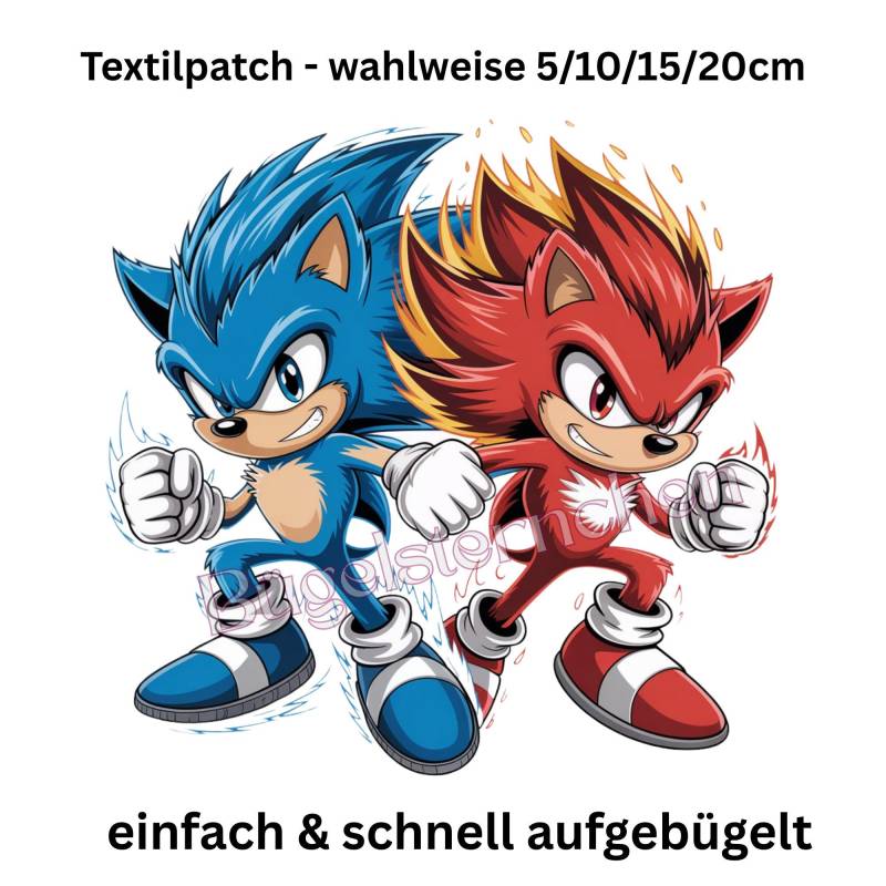 Sonic - Bügelbild, Einfach & Schnell Aufgebügelt, Gamer, Bunt, Spielen, Zocken, Trendy von Buegelsternchen