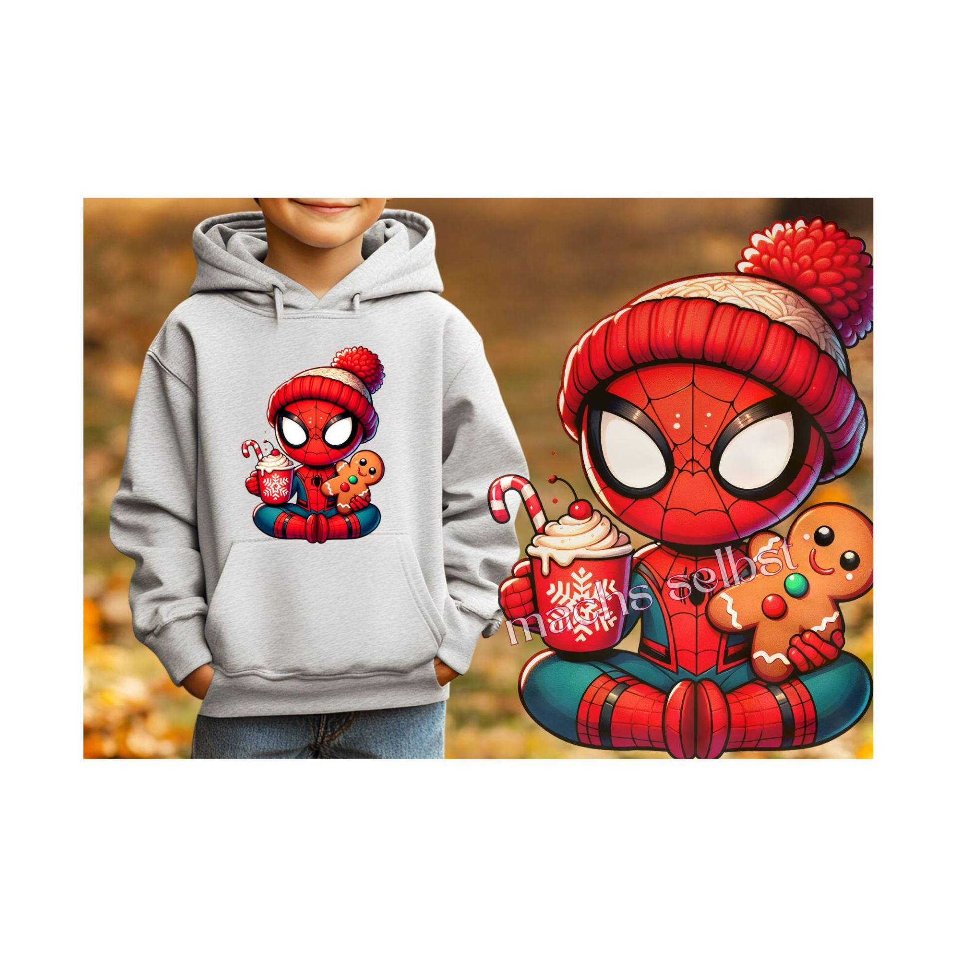 Spidi/Spidermann - Bügelbild Bügelmotiv Einfach & Schnell Aufgebügelt, X-Mas, Winter, Weihnachten, Lebkuchen, Mütze, Kakao Ki von Buegelsternchen