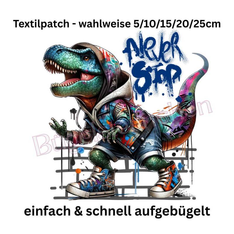 Super Cool - Dino Graffiti Bügelbild, Einfach & Schnell Aufgebügelt, Dinosaurier Streetstyle Rex von Buegelsternchen