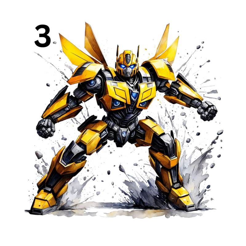 Transformer - Bumblebee Bügelbild/Bügelmotiv, Einfach & Schnell Aufgebracht, Bügeln, Splashes, Sportwagen, Ki von Buegelsternchen