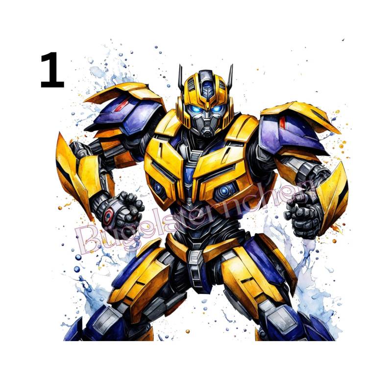 Transformer - Bumblebee Bügelbild/Rub On, Einfach & Schnell Aufgebracht, Splashes, Sportwagen, Ki von Buegelsternchen