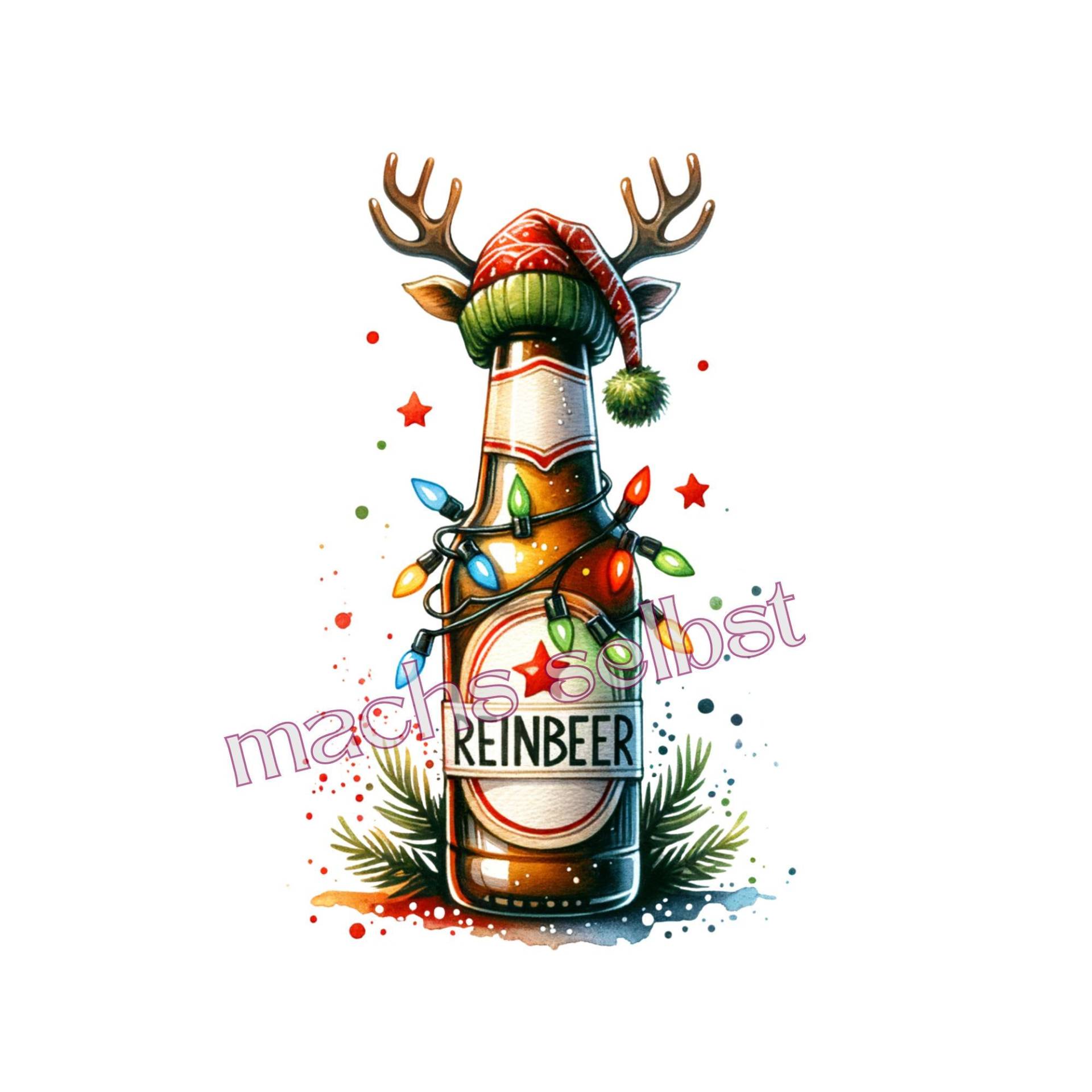 Weihnachtsbier - Bügelbild/Bügelmotiv Einfach & Schnell Aufgebügelt, X-Mas, Weihnachten, Bügelsternchen Lichterkette Spaß von Buegelsternchen