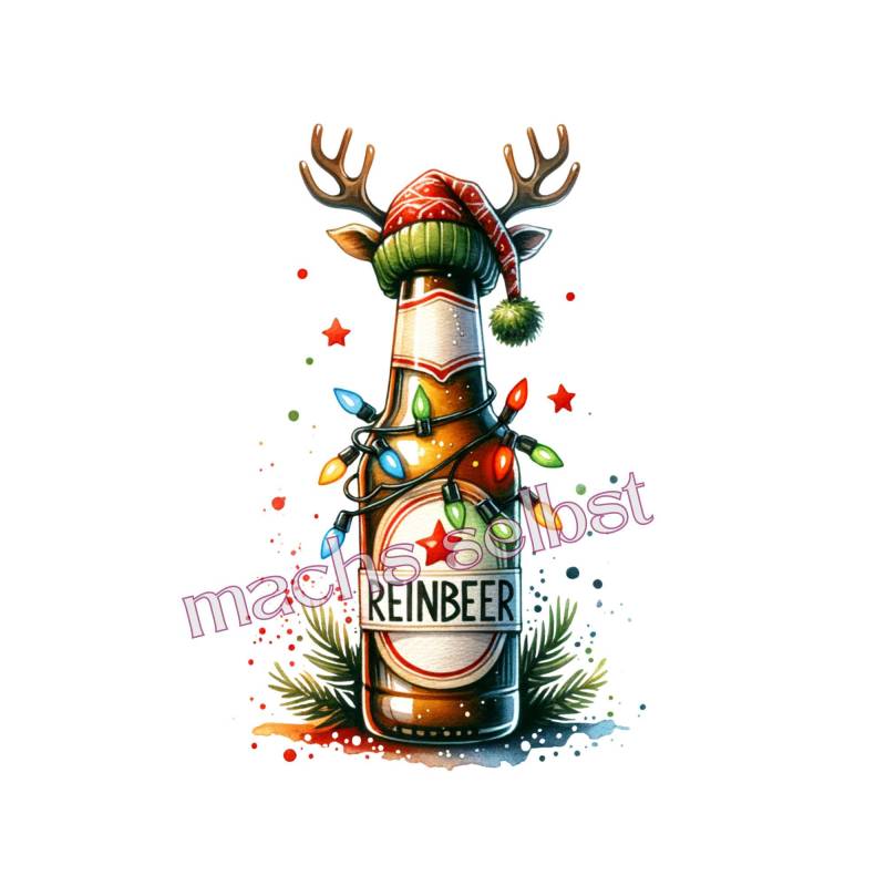 Weihnachtsbier - Bügelbild/Bügelmotiv Einfach & Schnell Aufgebügelt, X-Mas, Weihnachten, Bügelsternchen Lichterkette Spaß von Buegelsternchen