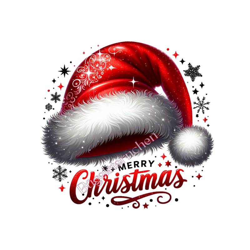Weihnachtsmütze - Nikolausmütze Bügelbild/Bügelmotiv Einfach & Schnell Aufgebügelt, X-Mas, Winter, Weihnachten, Rot von Buegelsternchen