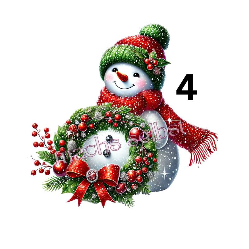 Wunderschönes Schneemann Bügelbild/Bügelmotiv Einfach & Schnell Aufgebügelt, X-Mas, Weihnachten, Bügelsternchen von Buegelsternchen