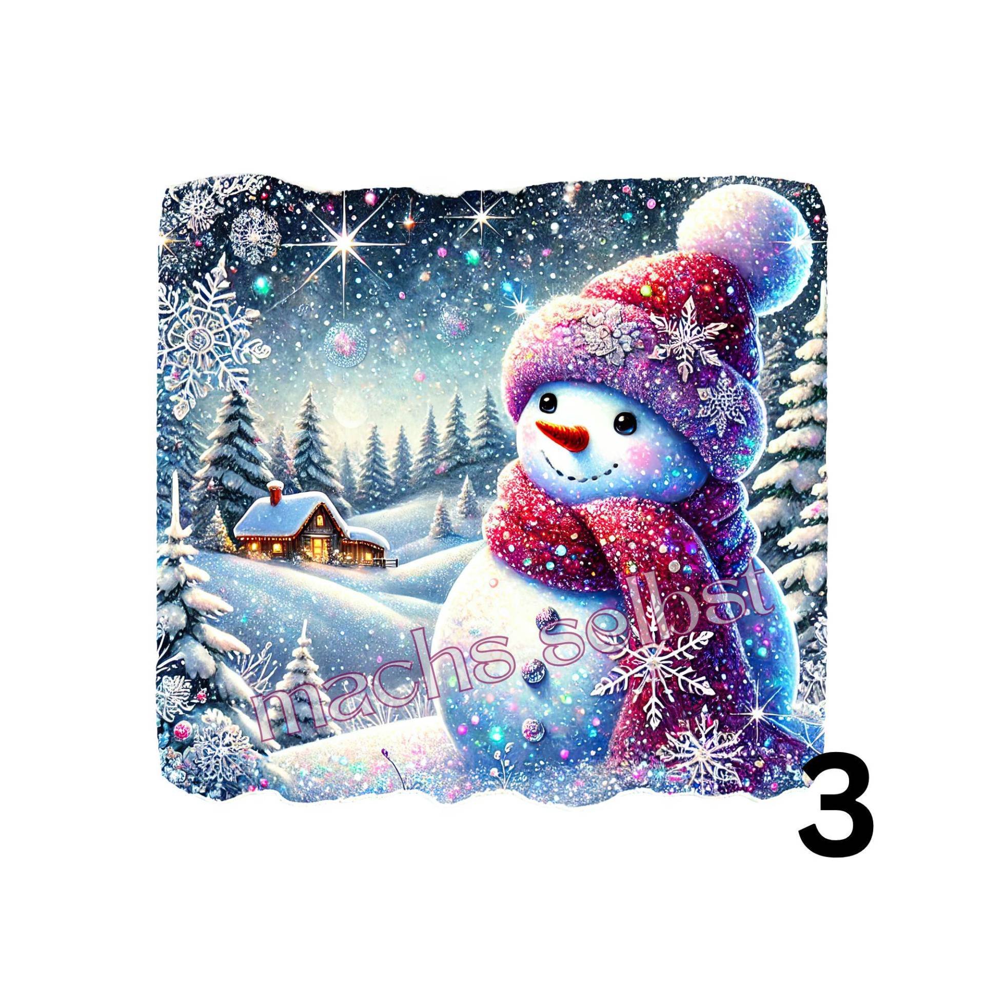 Wunderschönes Schneemann Bügelbild/Bügelmotiv Einfach & Schnell Aufgebügelt, X-Mas, Weihnachten, Bügelsternchen von Buegelsternchen