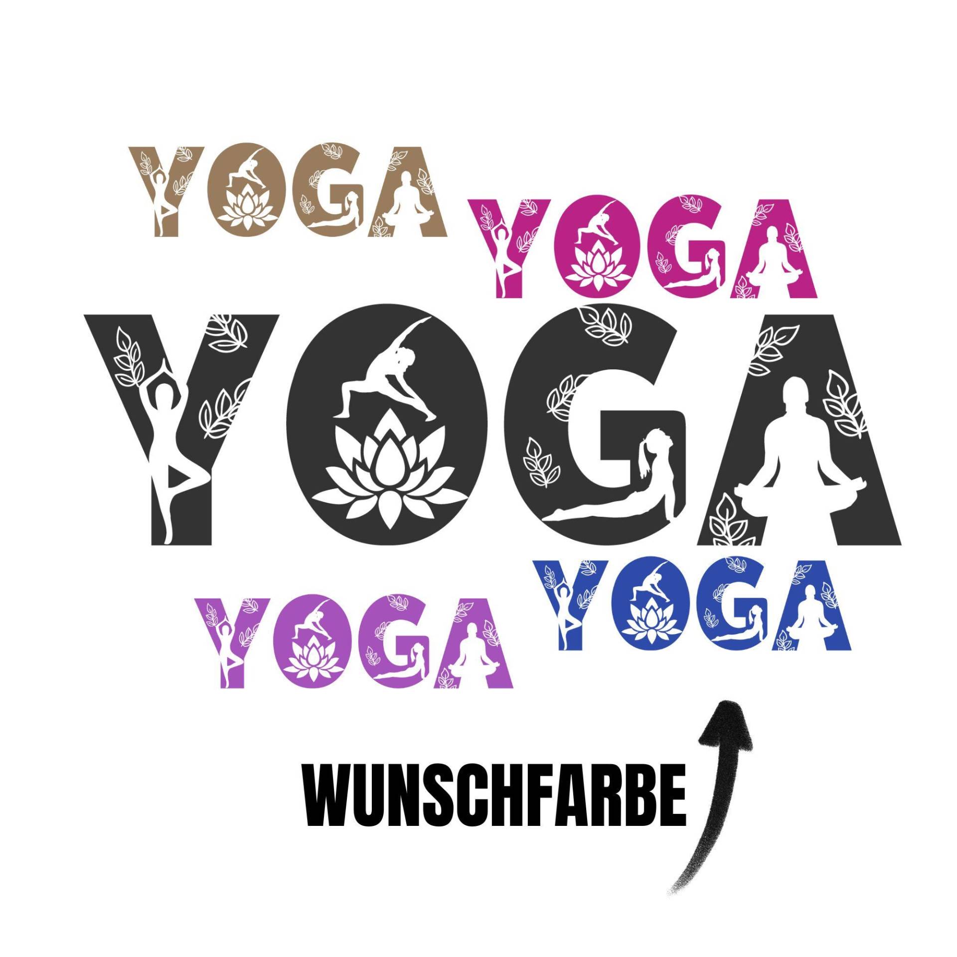 Yoga Schriftzug in Wunschfarbe - Bügelbild/Bügelmotiv Einfach & Schnell Aufgebügelt, Bügeln, Meditieren, Sport, Namaste Bügelsternchen von Buegelsternchen