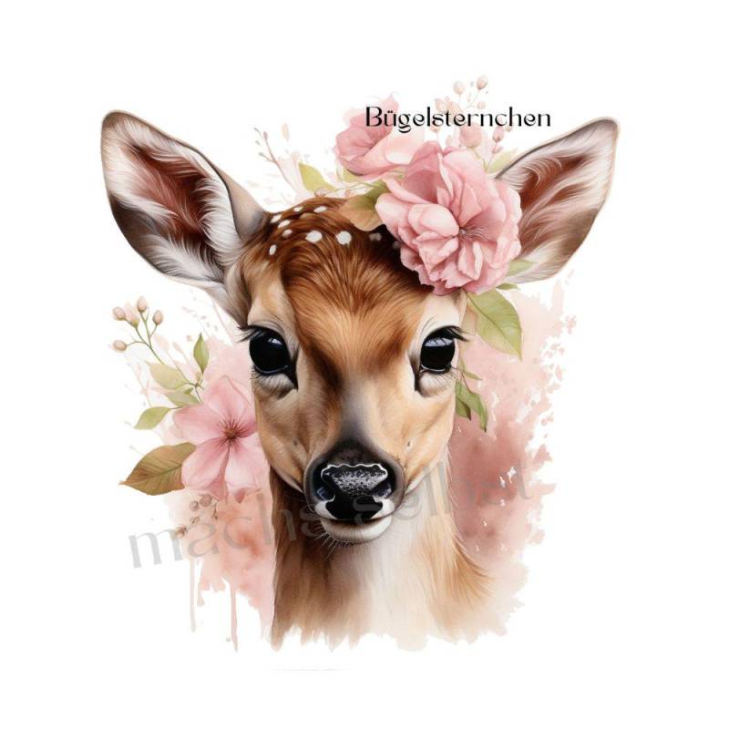 Zuckersüßes Reh - Bügelbild, Einfach & Schnell Aufgebügelt, Bambi Mit Blumen, Floral Zuckersüßes Reh - Bügelbild, Einfach & Schnell Aufgebügelt, Bambi Mit Blumen, Floral von Buegelsternchen