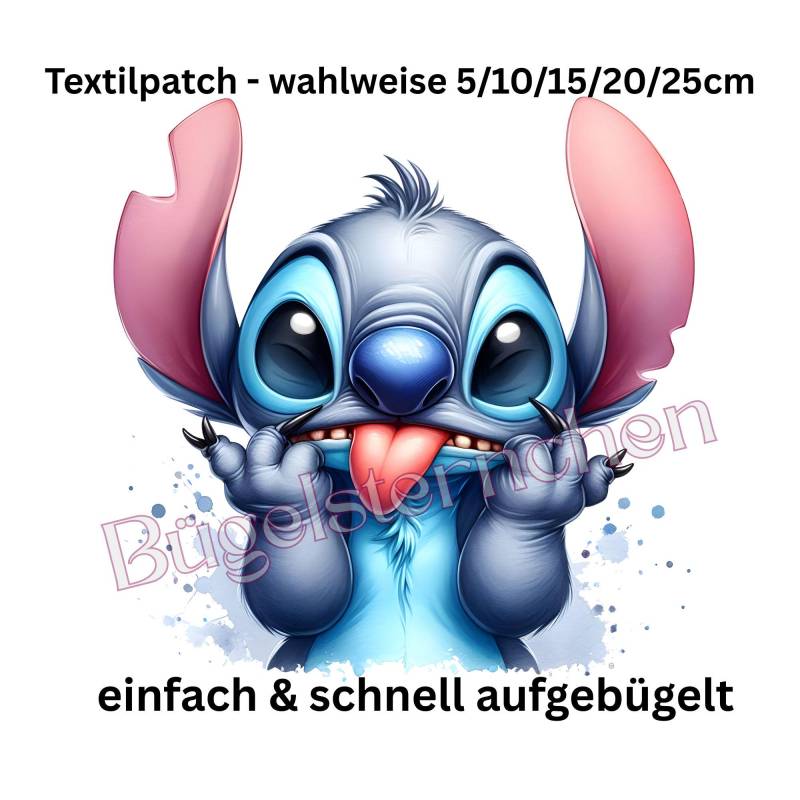 stitch - Bügelbild, Einfach & Schnell Aufgebügelt, Zunge Raus, Super Cute, Ki Kunst von Buegelsternchen