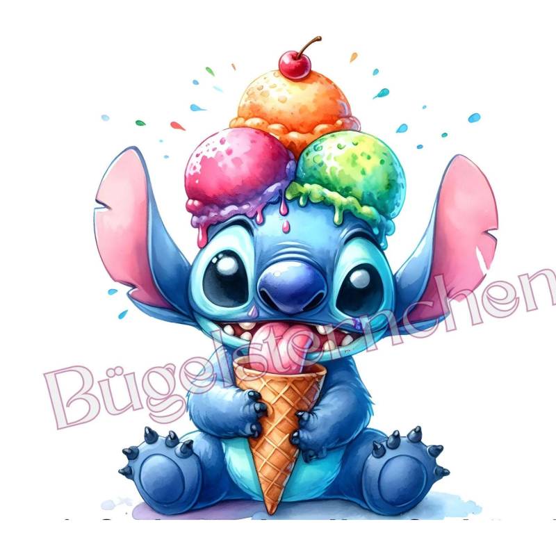 stitch - Bügelbild/Rub On, Einfach & Schnell Aufgebracht, Eis, Eiscreme, Super Cute, Ki Kunst von Buegelsternchen