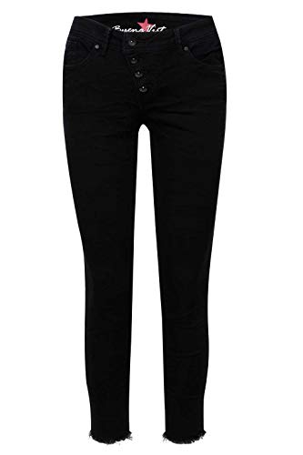 Buena Vista Damen Jeans Malibu 7/8 Stretch Twill Hose Trousers Knopfleiste (S, Black) von Buena Vista