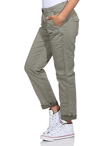 BUENA VISTA Jeans Hosen Damen - Chino 7/8 Gina - Stretch Twill - helles Olive (as3, Alpha, m, Regular, Regular) von BUENA VISTA