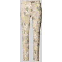 Buena Vista Slim Fit Cargohose mit floralem Print in Beige, Größe M von Buena Vista