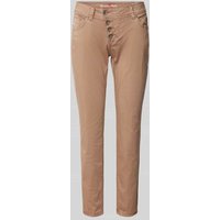 Buena Vista Slim Fit Hose mit asymmetrischer Knopfleiste Modell 'Malibu' in Taupe, Größe S von Buena Vista